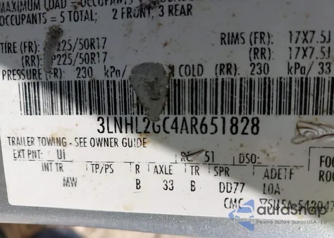 2010 Lincoln Mkz z USA, uszkodzony, nr VIN 3LNHL2GC4AR651828